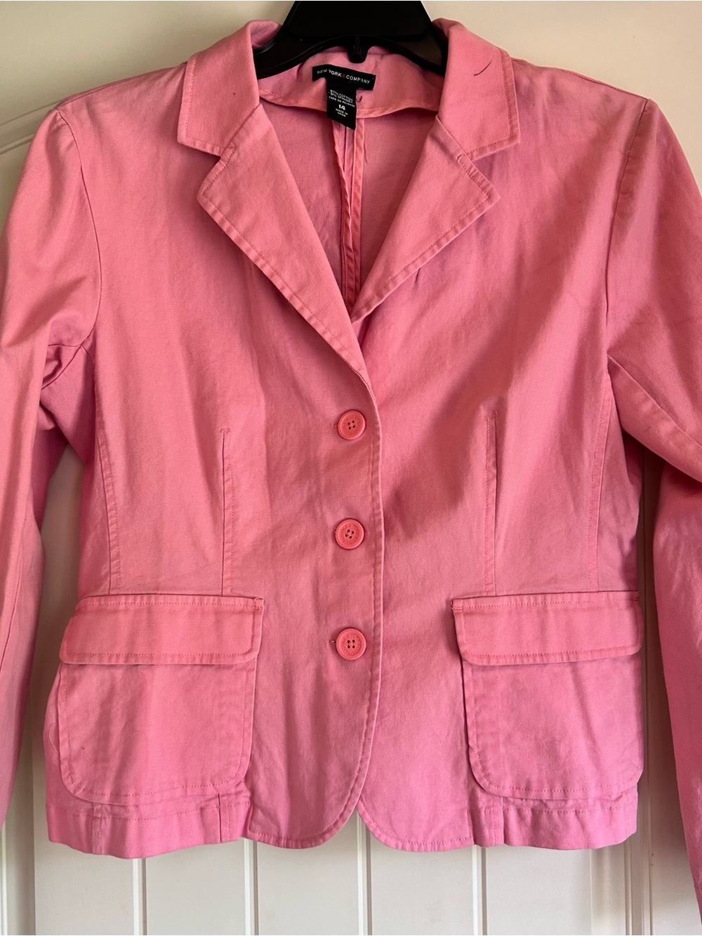 New York & Company Coral Pink Cotton Blazer